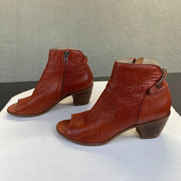 Matisse Folk Brick Red Leather Peep Toe Booties Boots Shoes Lulus Size 8M - Picture 10 of 16